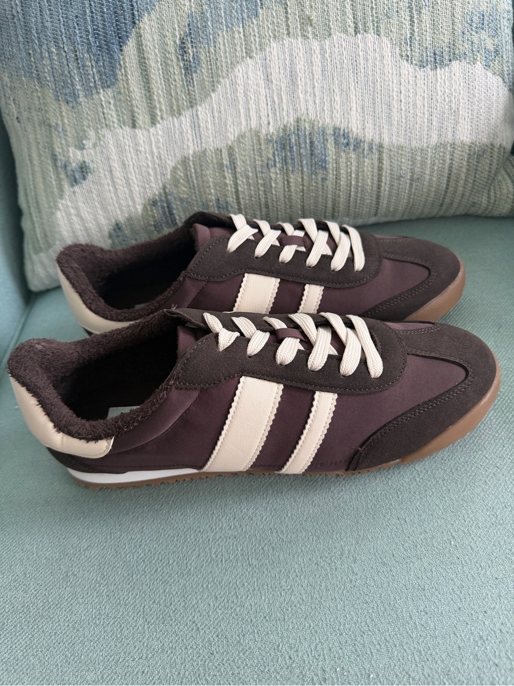 Women's Dolce Vita Dark Brown Sneakers with Cream Stripes